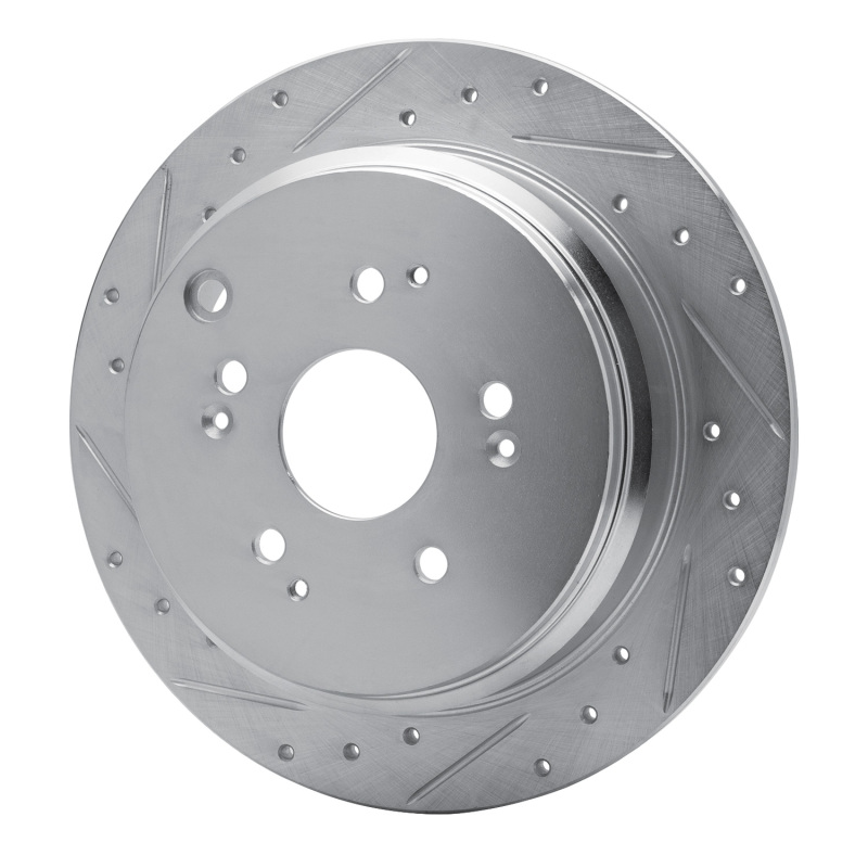 Honda Odyssey Brake Rotor (1) - Rear Left - R1 Concepts - Drilled & Slotted - Silver - `02-`04